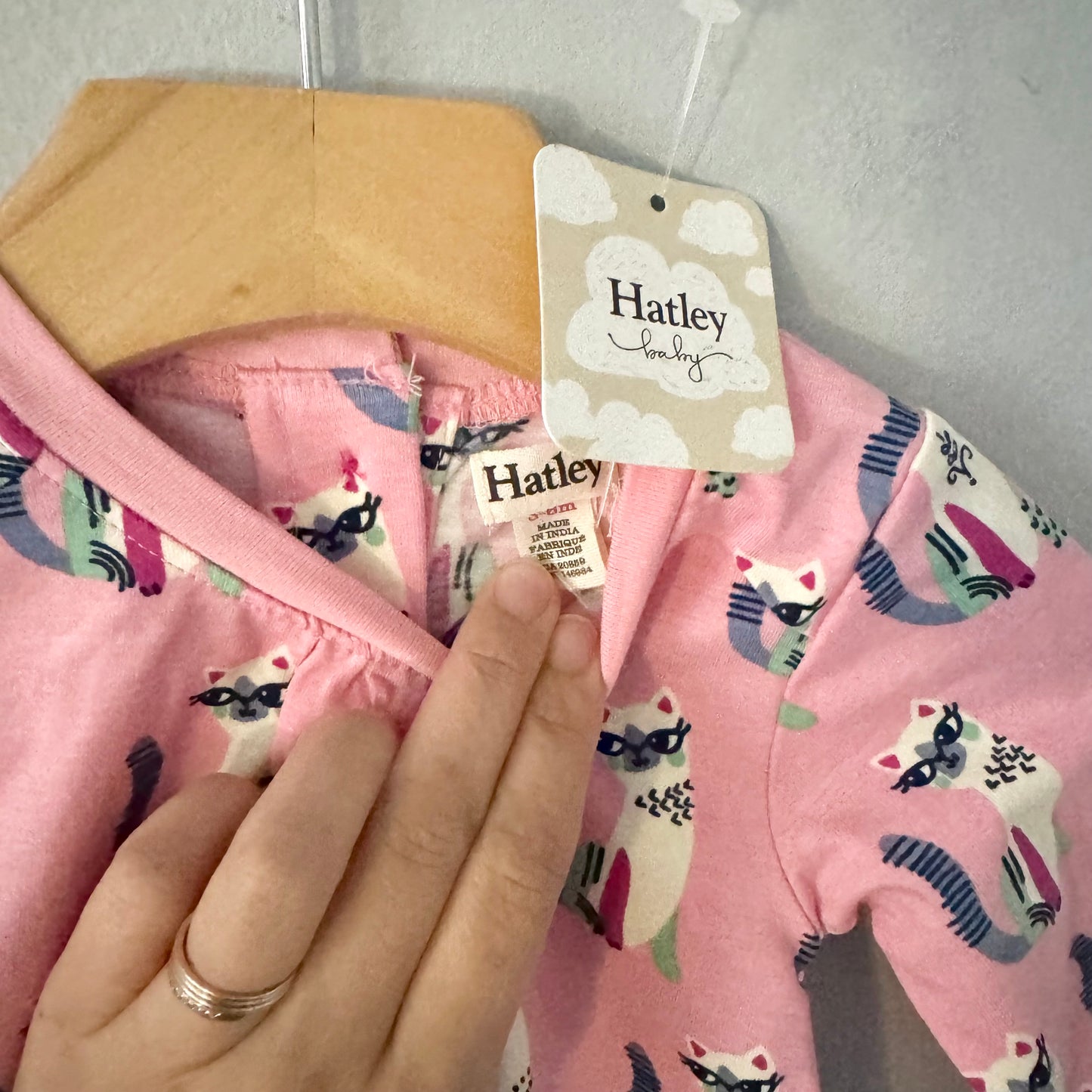 Hatley / Pink x cat pattern dress / 3-6M - New with tag