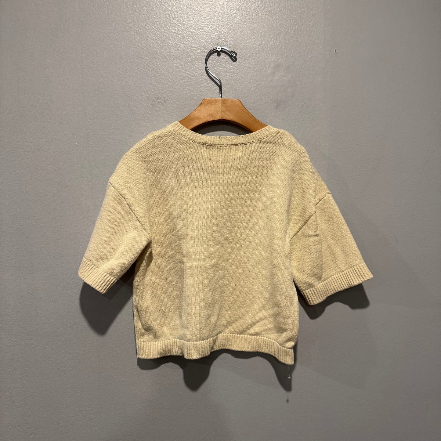 H&M / White x ribbon knit pullover / 4-6Y