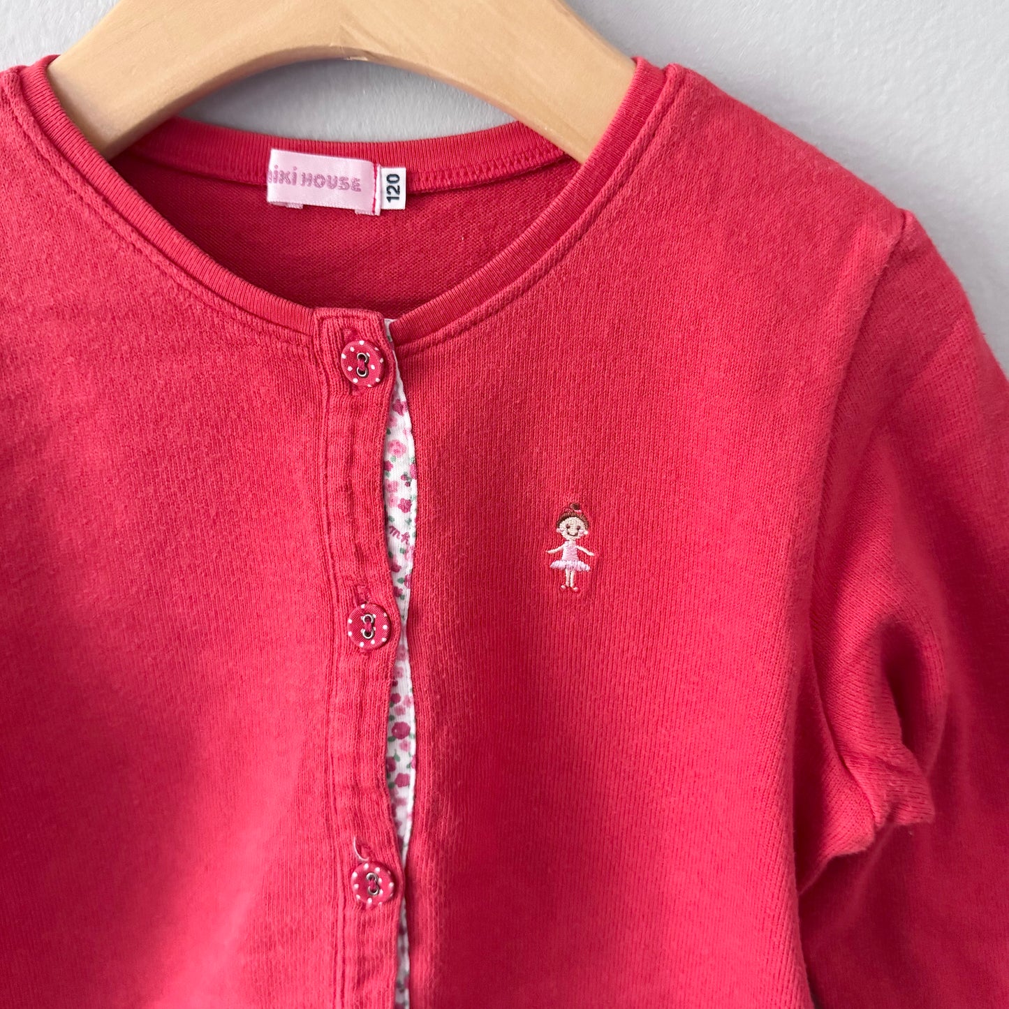 Miki House / Red cotton cardigan / 120cm(6Y)