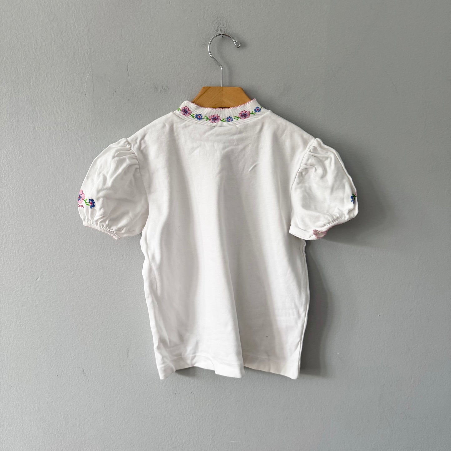 Vintage Oshkosh / White puff sleeve top / 6Y