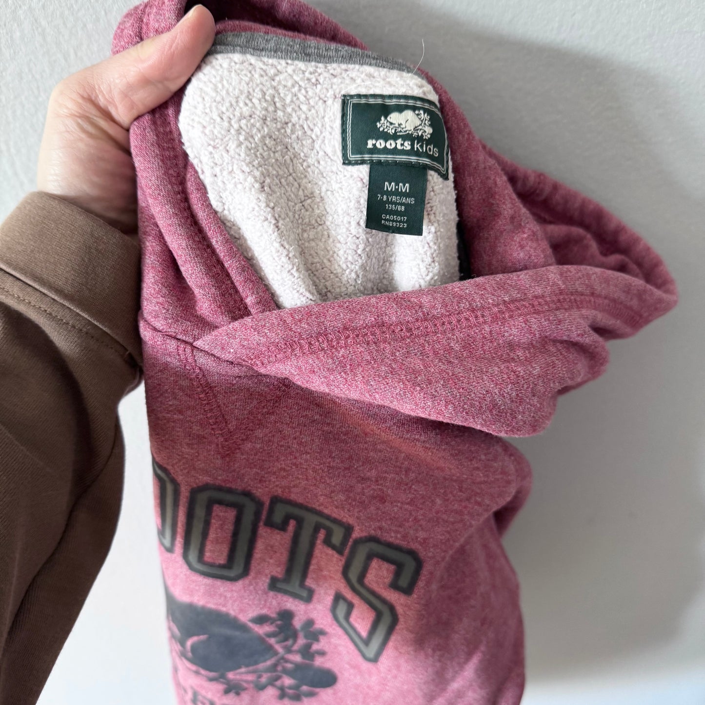 Roots / Red x grey hoodie / 7-8Y