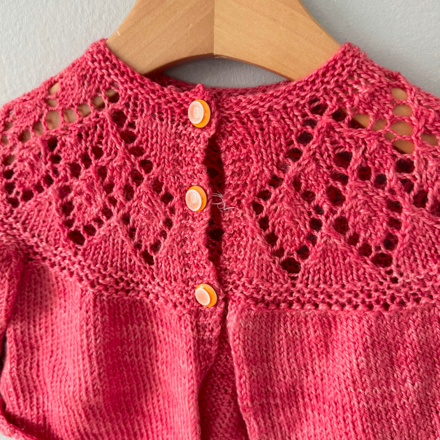 Handmade / Red knit cardigan / 0-3M