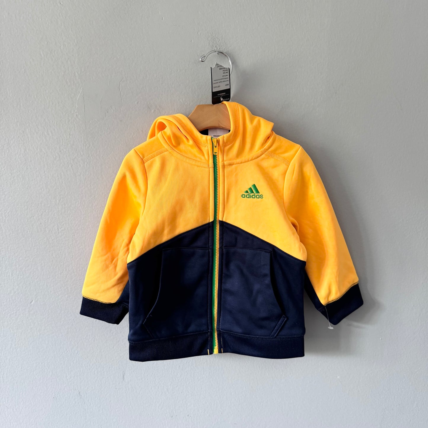 Adidas / Yellow zip up active hoodie / 18M - New with tag