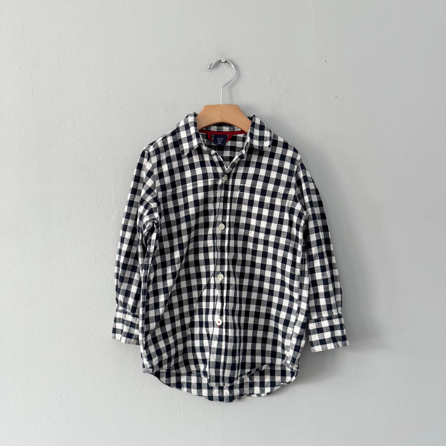 Gap / Navy white gingham cotton shirt / 4-5Y
