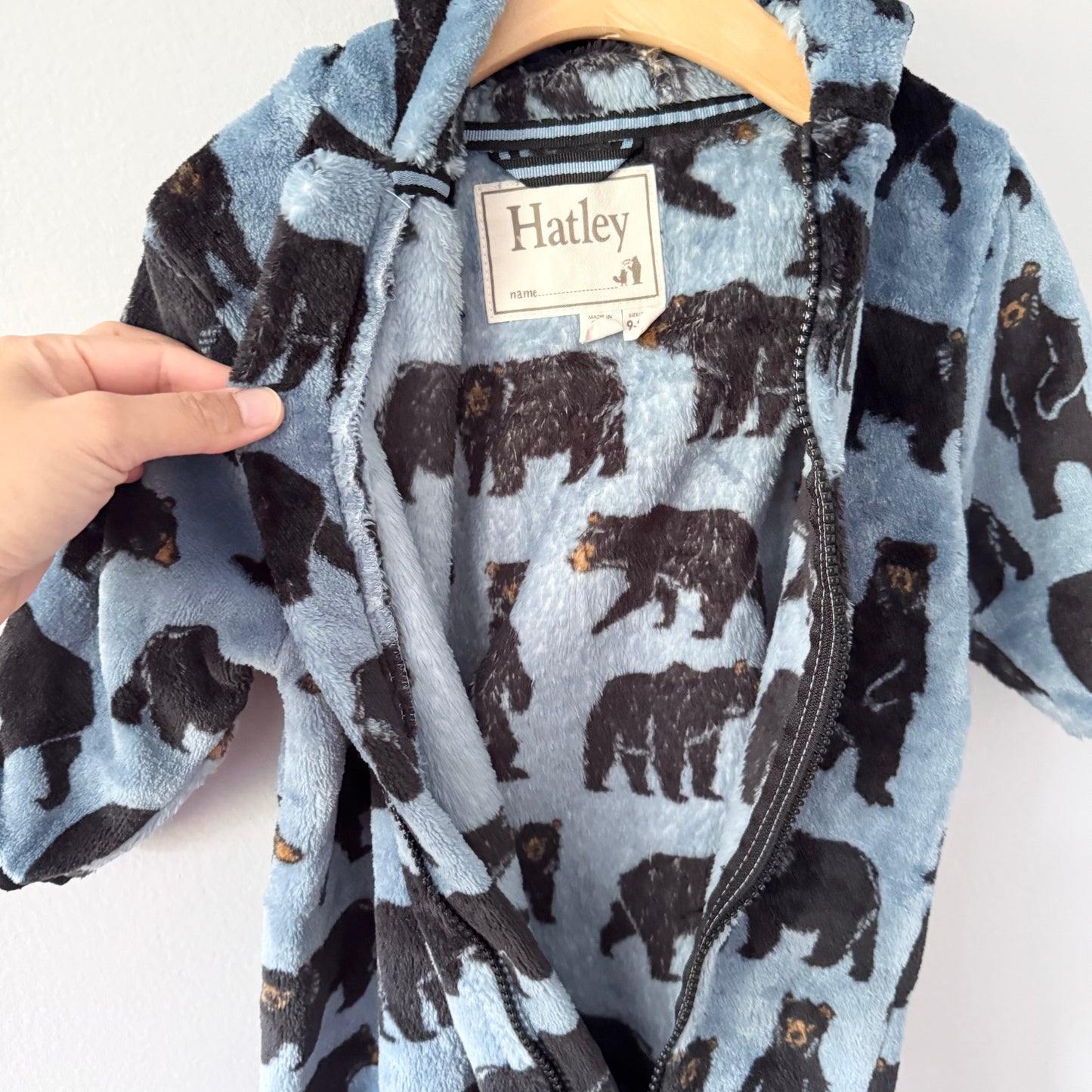 Hatley / Grey x bear sherpa bunting suit / 9-12M