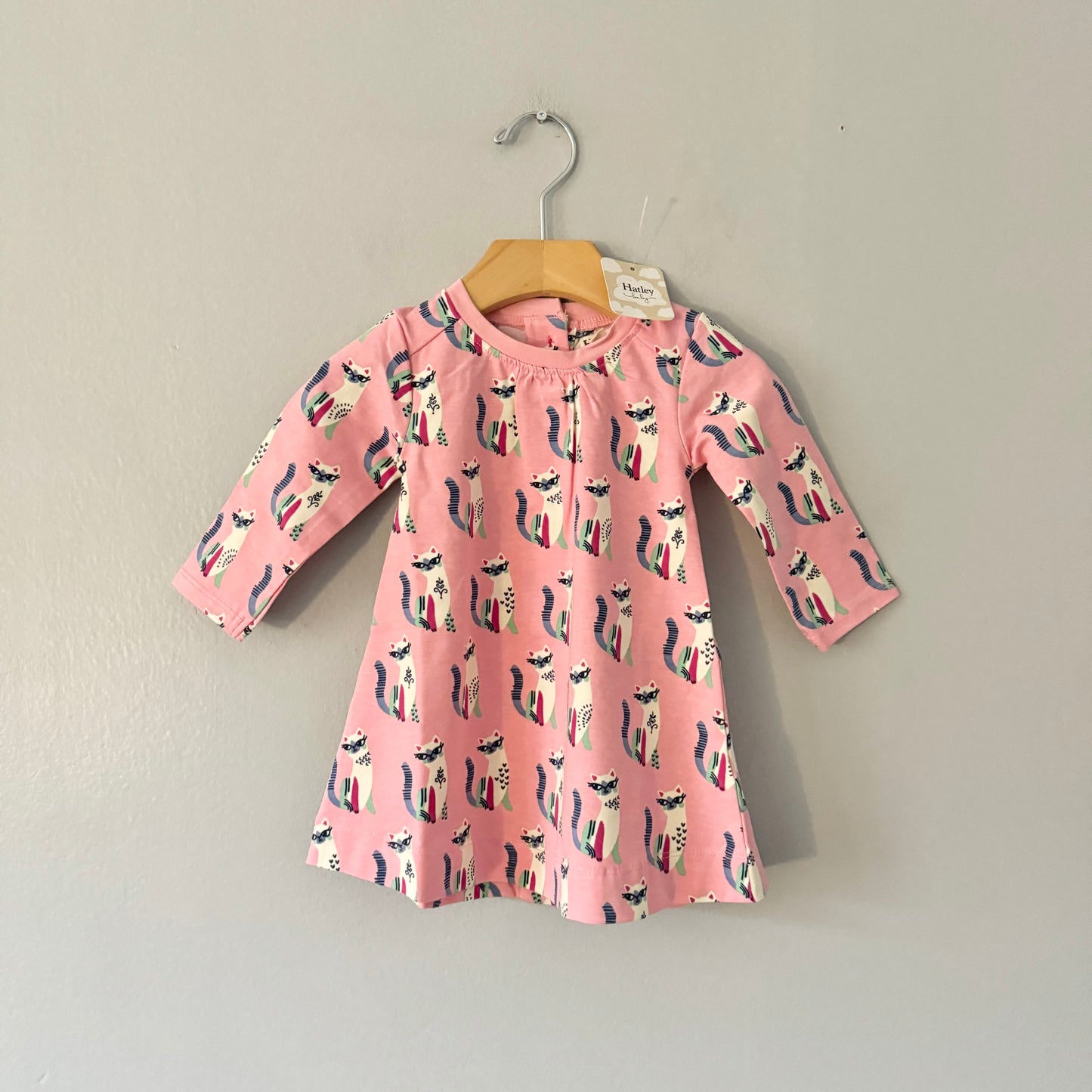 Hatley / Pink x cat pattern dress / 3-6M - New with tag