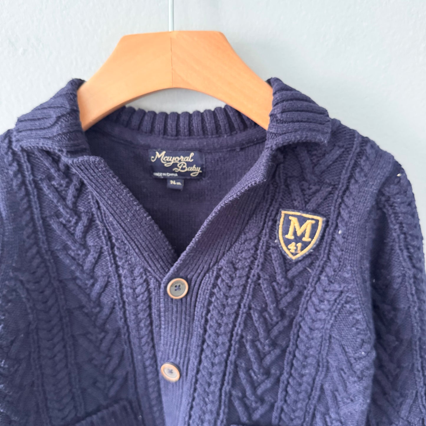 Mayoral / Navy cable knit jacket / 24M