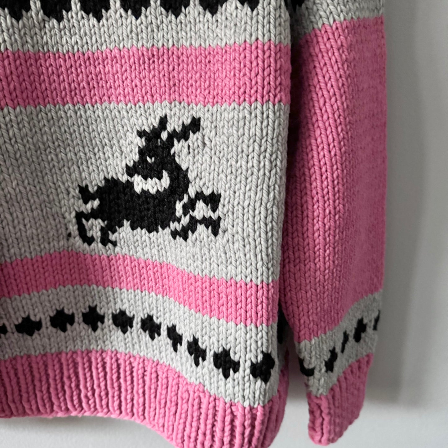 Handmade / Pink light grey knit jacket / 7Y