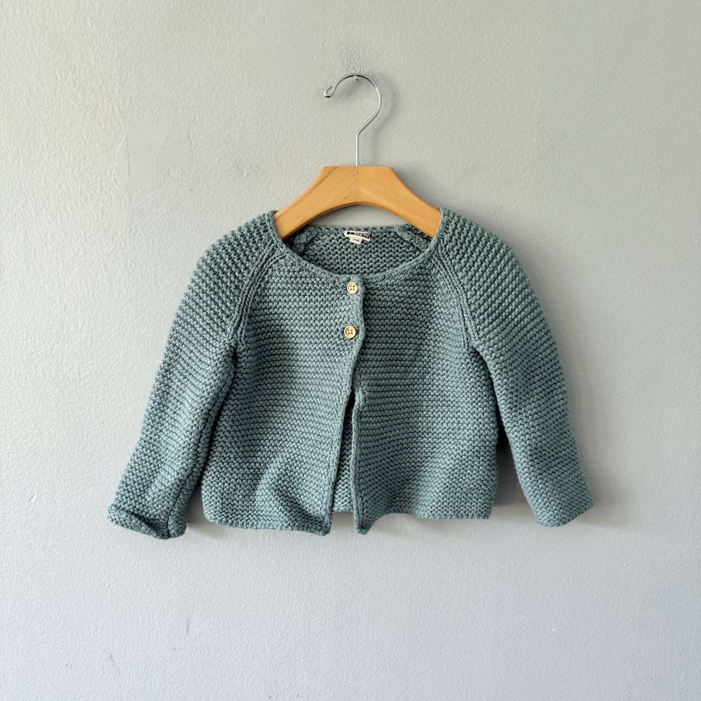 Bonton / Smokey green knit cardigan / 18M
