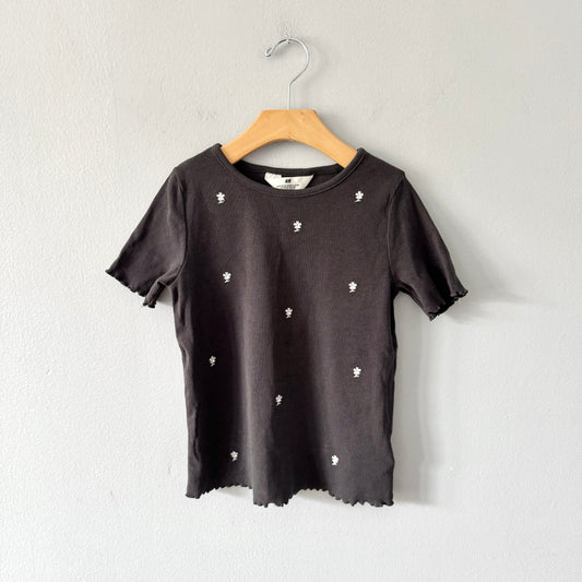 H&M / Dark grey ribbed top / 8-10Y