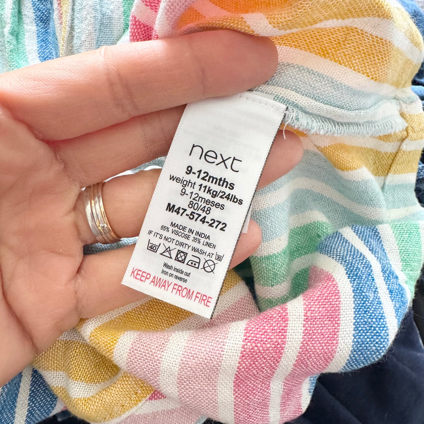 Next / Rainbow stripe jumpsuit / 9-12M - New with tag
