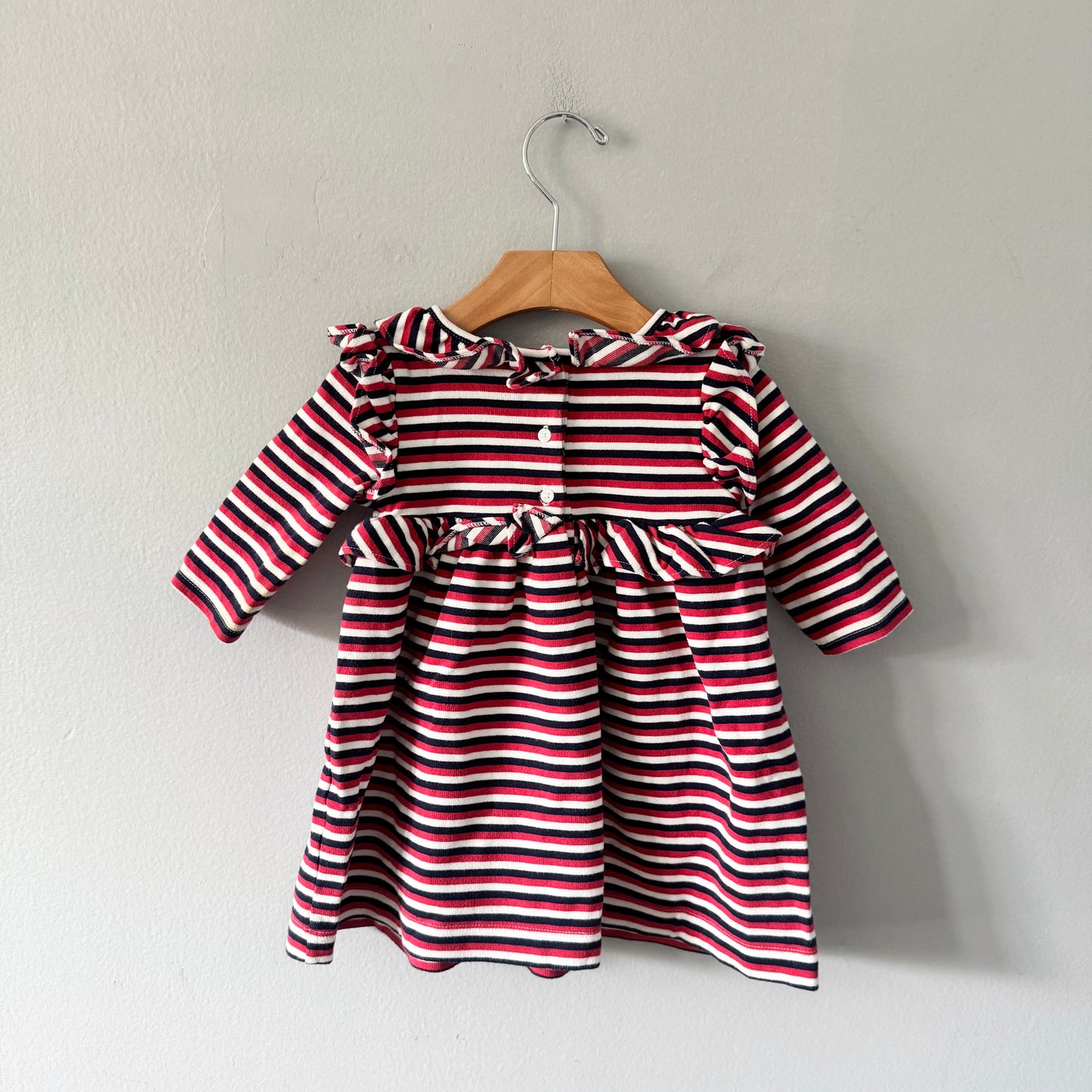 Janie & Jack / Robe rayée rouge, marine et blanc / 12-18M