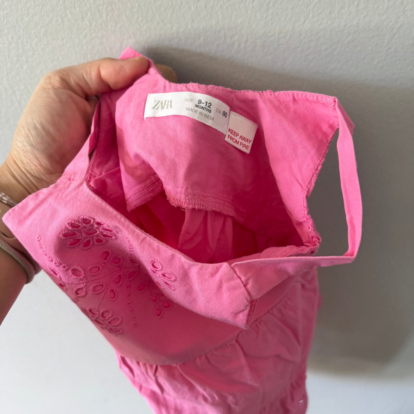 Zara / Pink eyelet cami dress / 9-12M