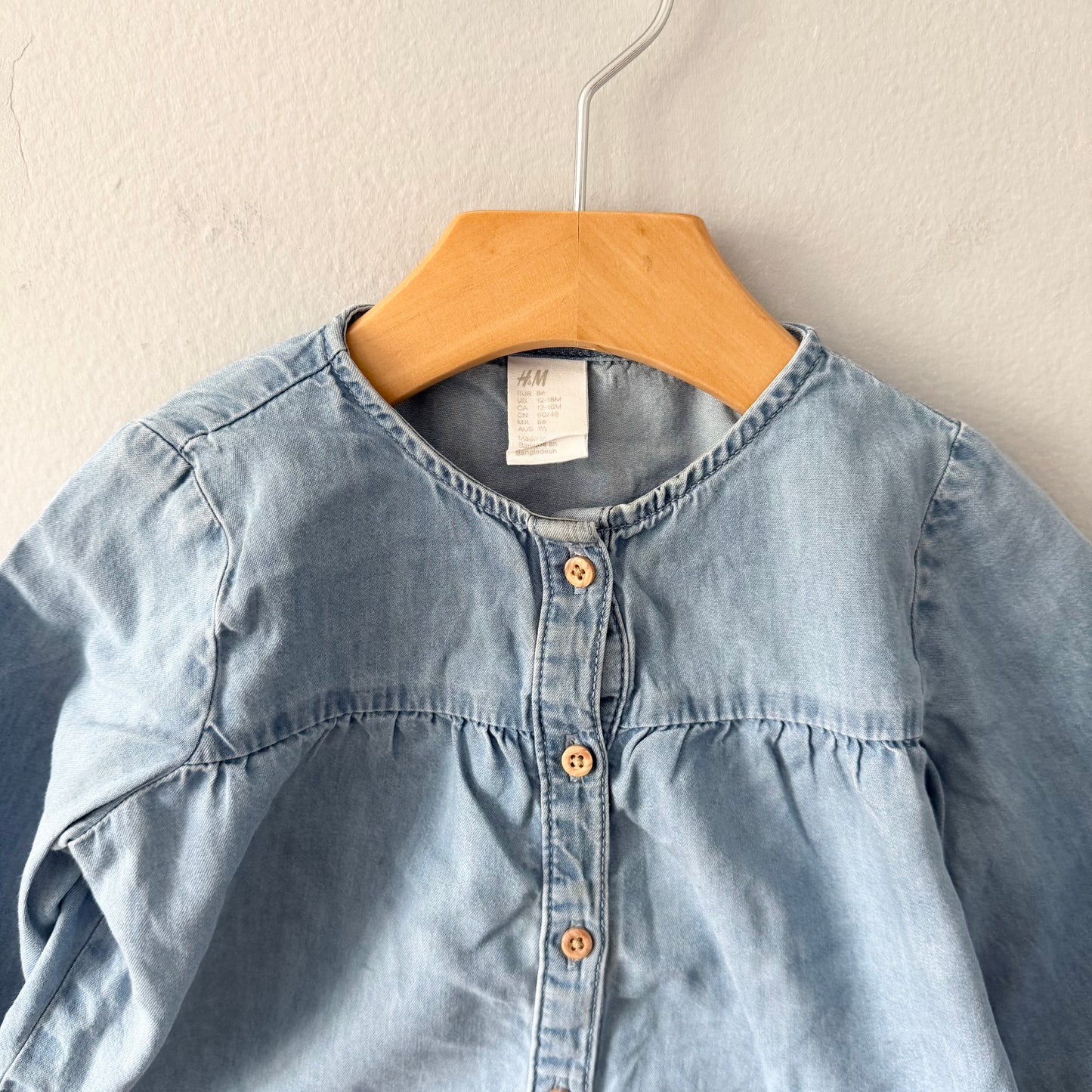 H&M / Chambray long sleeve blouse / 12-18M