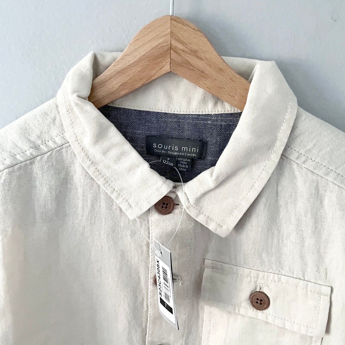 Souris Mini / Beige linen shirt / 7Y