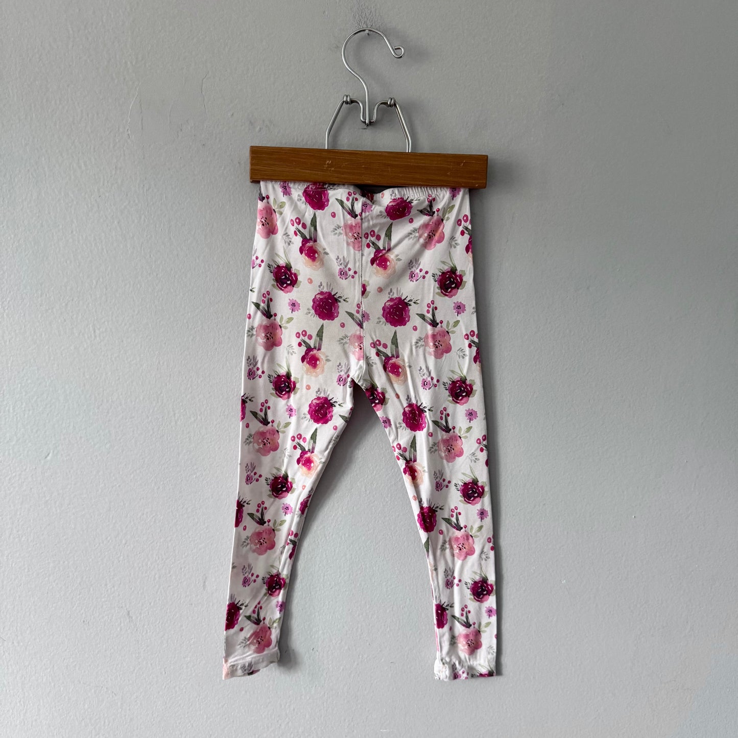 Vi & Vax / White x pink floral leggings / 2-3Y