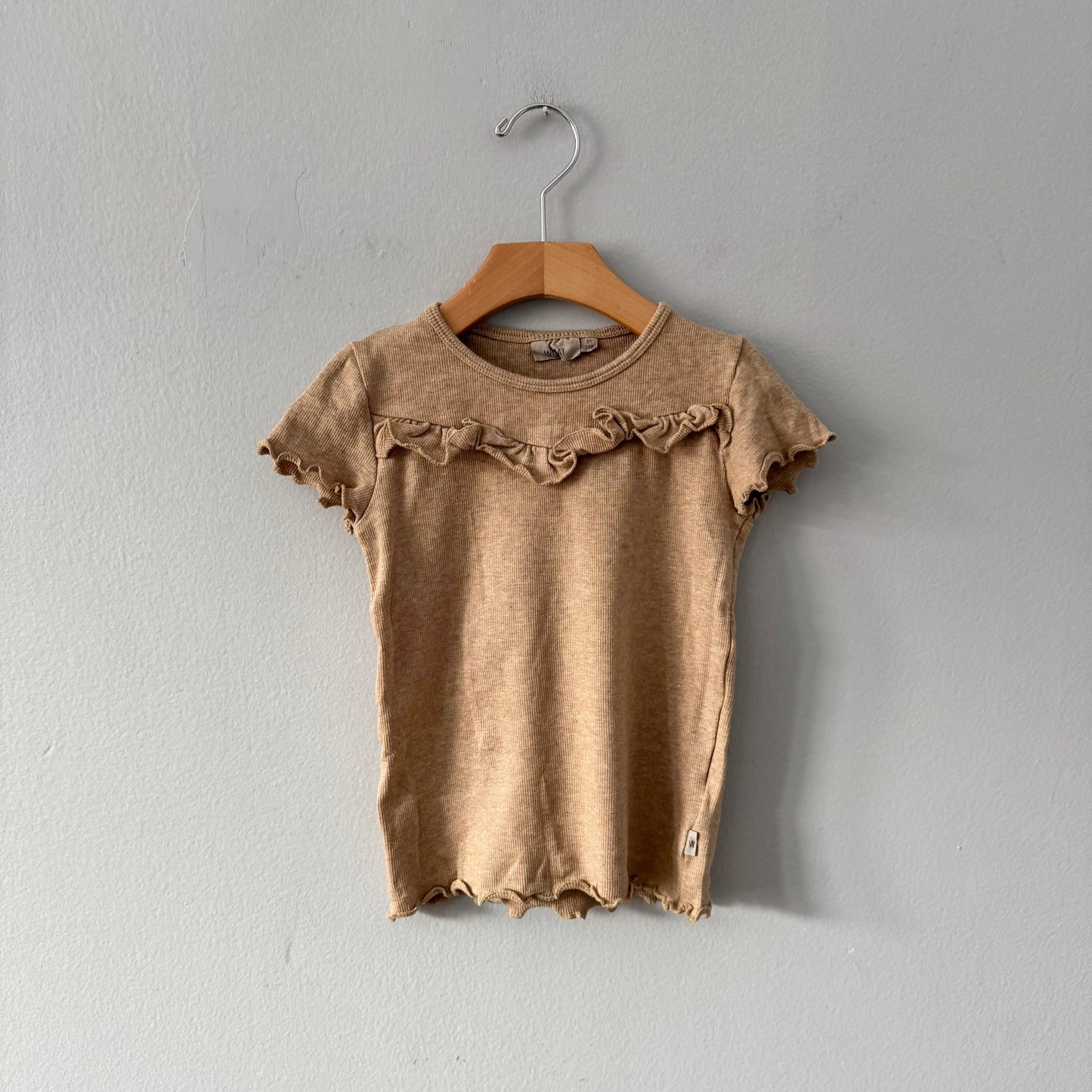 Wheat / Brown ribbed short sleeve top / 5Y