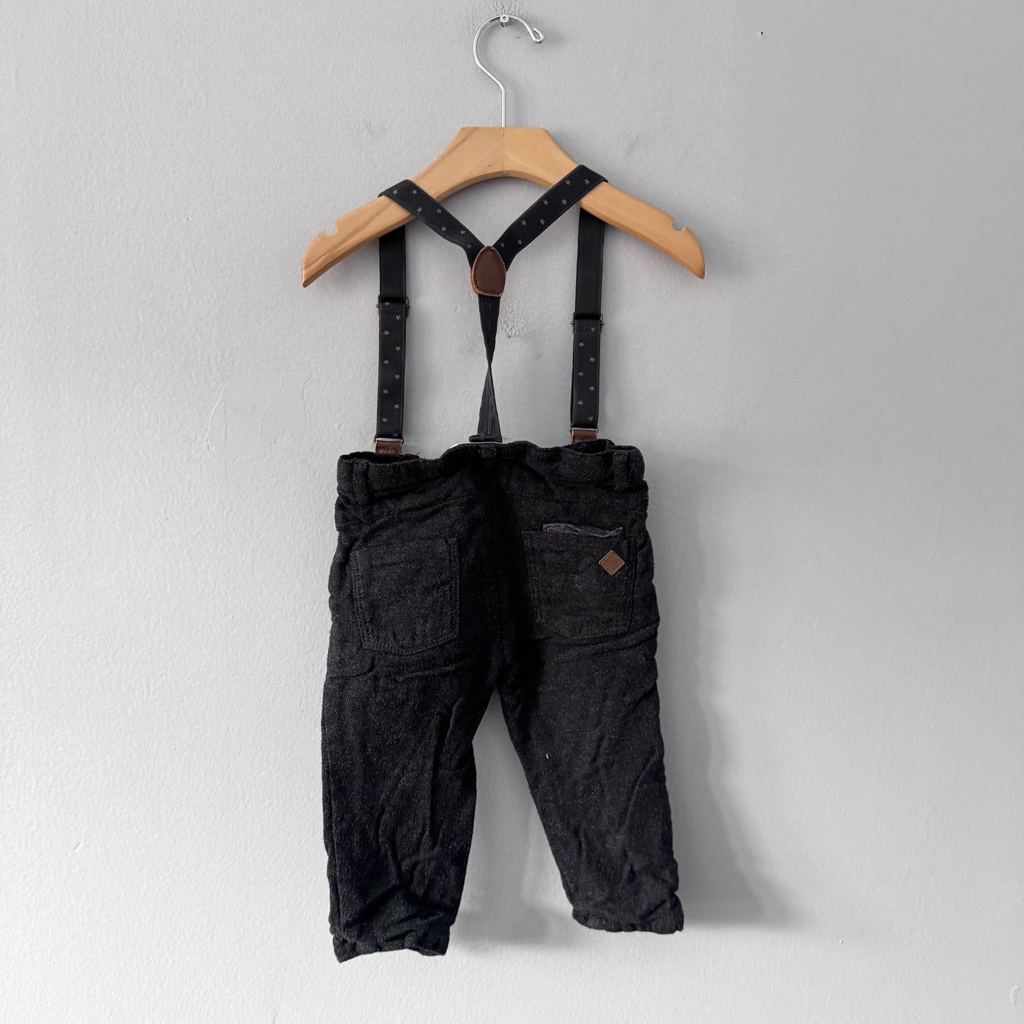 Zara / Flannel lined pants with suspender / 9-12M