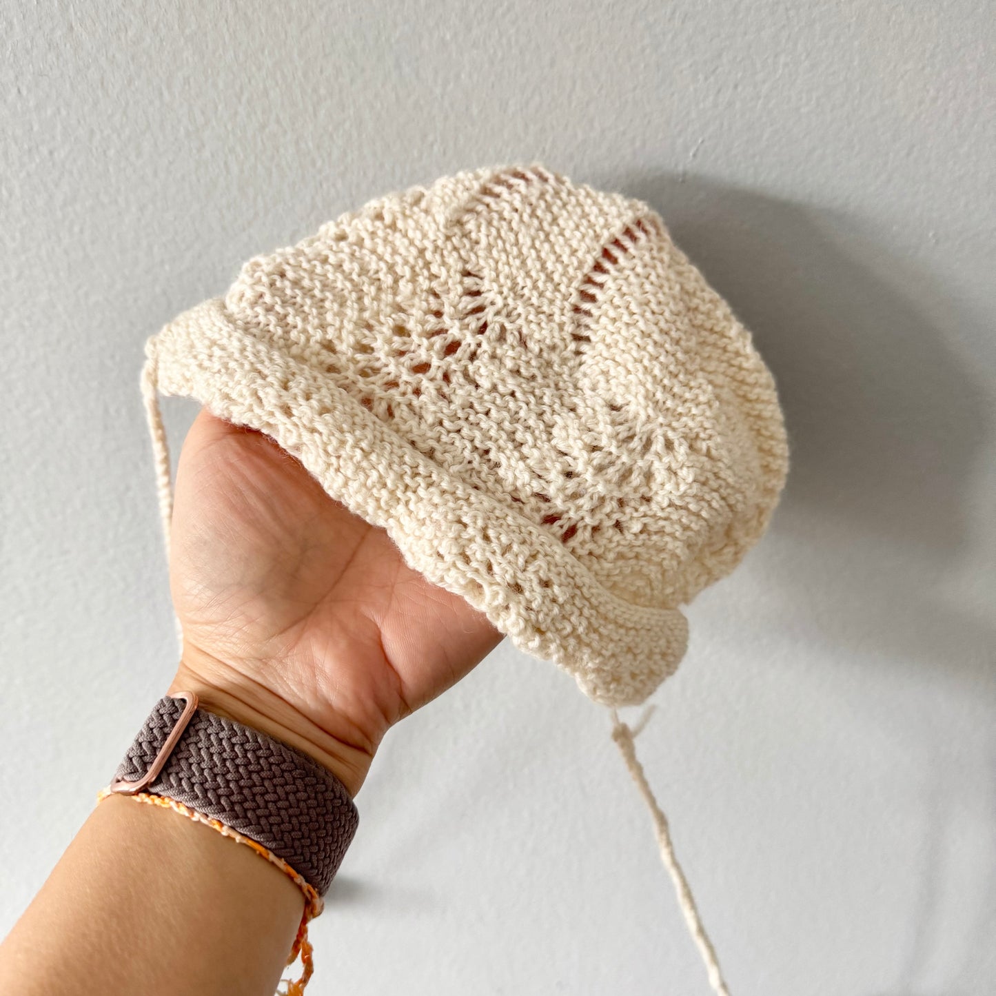 Handmade / Knit hat with pompom / 3-6M