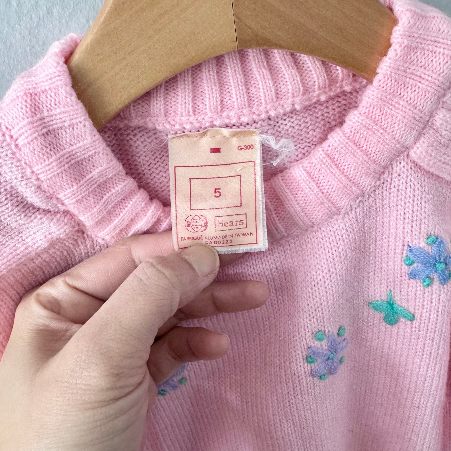 Vintage / Sears pink acrylic knit pullover / 5Y