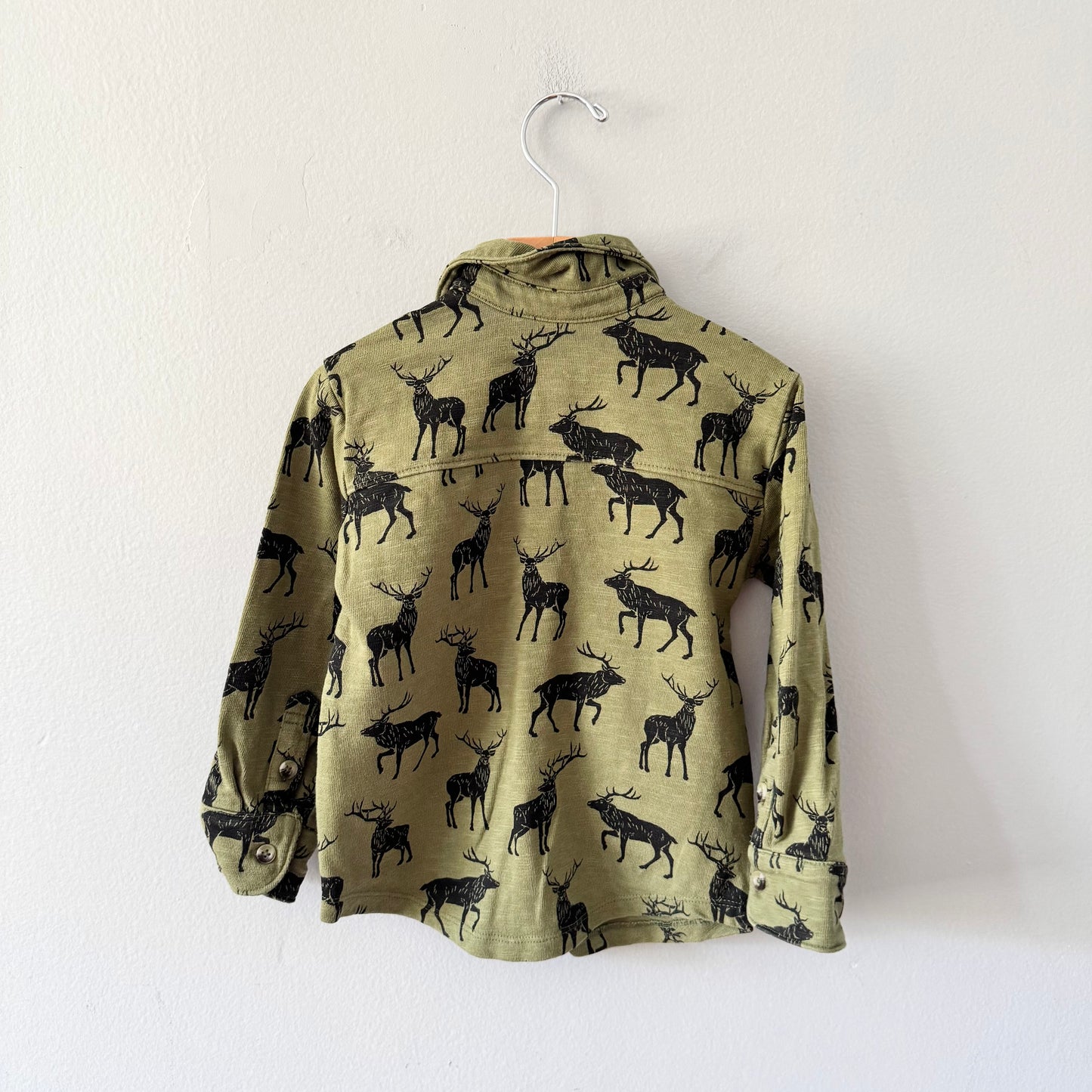 Hatley / Khaki deer cotton shirt / 4Y