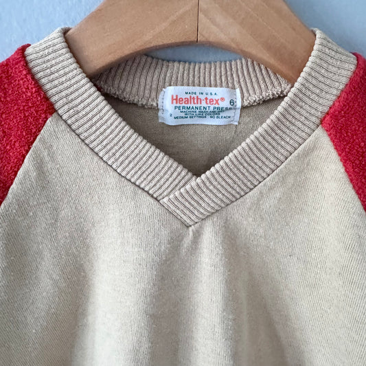 Vintage Health tex / Beige crew short sleeve / 6Y(Fits 3-4Y)