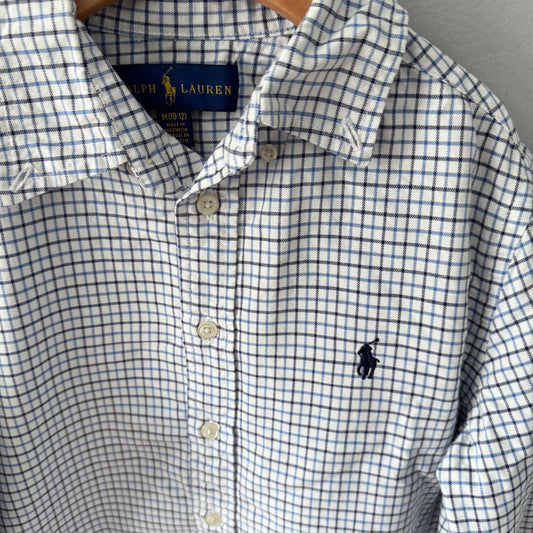 Polo Ralph Lauren / White blue checked oxford shirt / 10-12Y