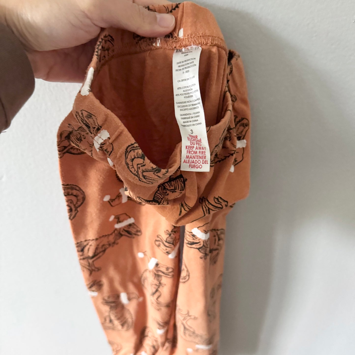 PL Sleep / Brown/orange x dinosaur pajama set / 3Y