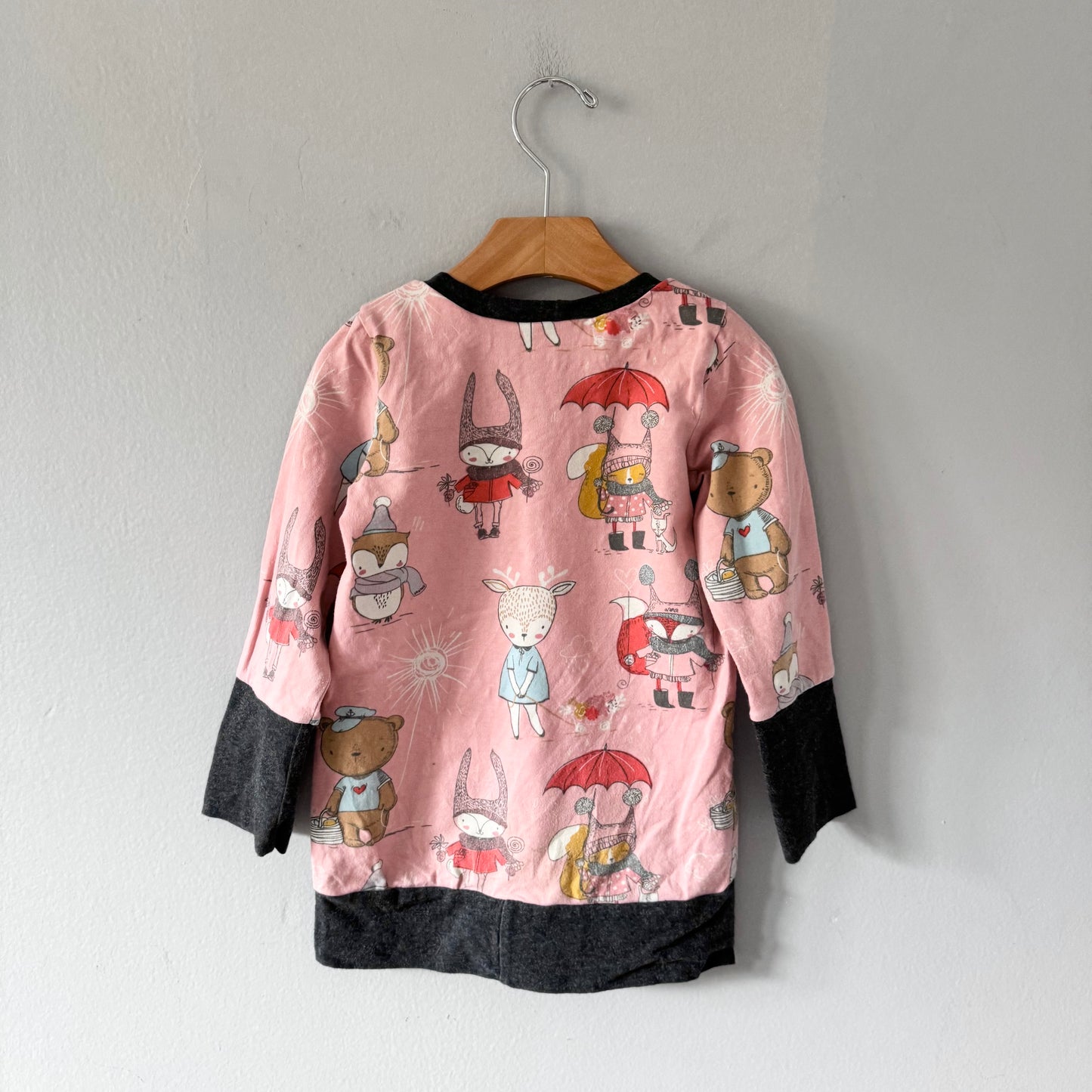 Fait main / Robe rose et imprimé animal / 2-3T