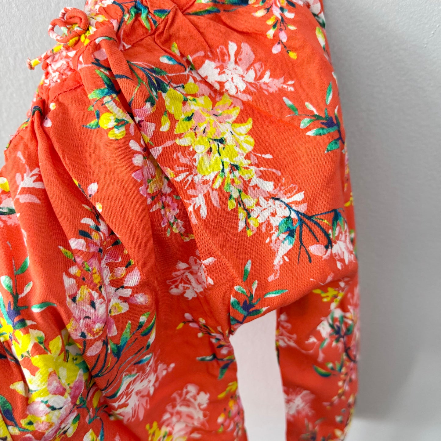 Next / Orange x floral viscose pants / 2-3Y