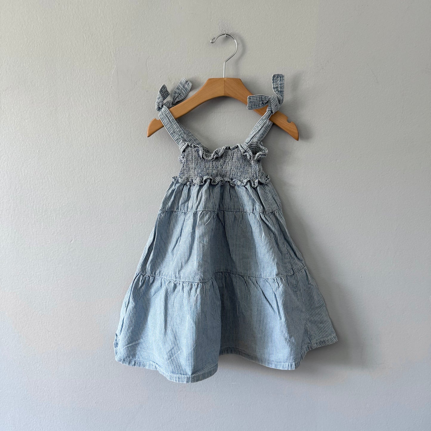 Zara / Chambray x stripe cami dress / 4-5Y