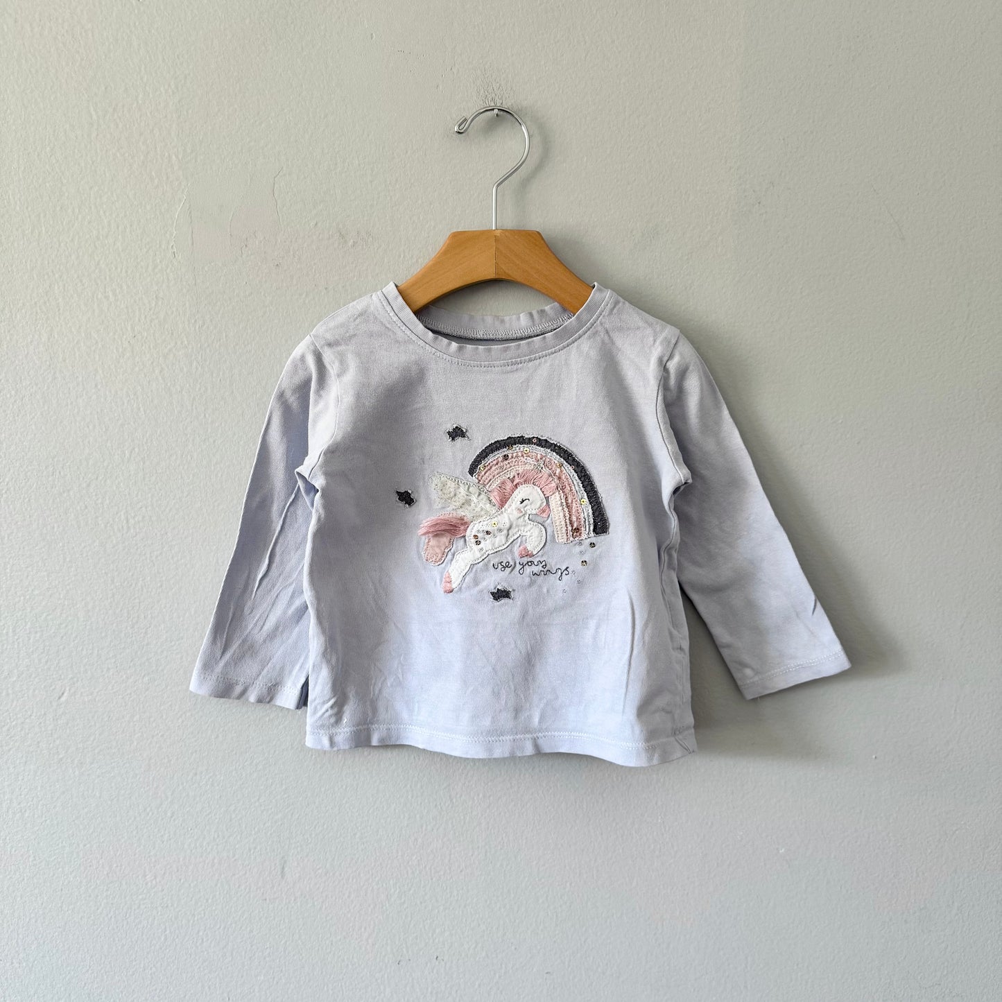 Next / Light blue x unicorn long sleeve / 18-24M