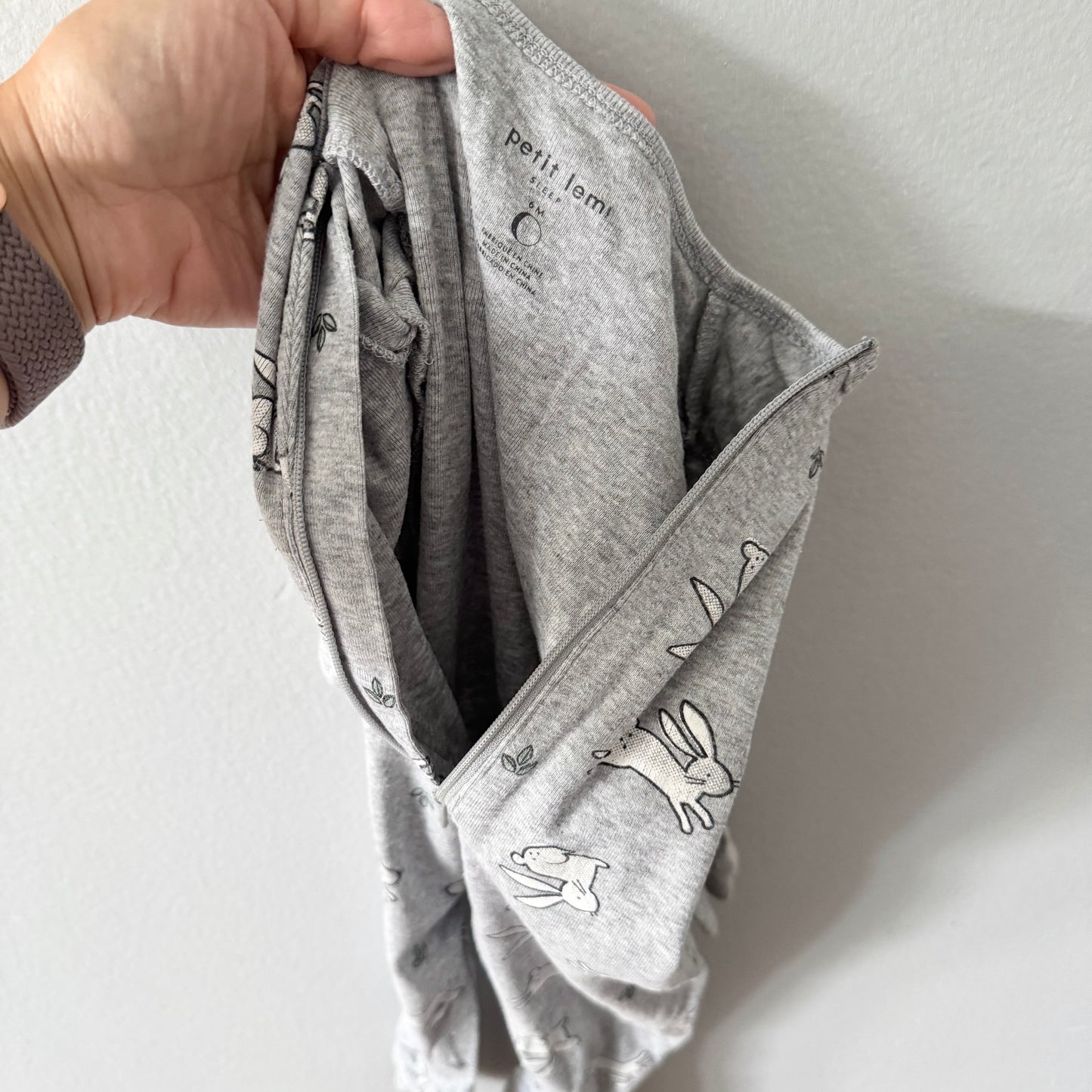 Petit lem / Grey x rabbit romper / 6M