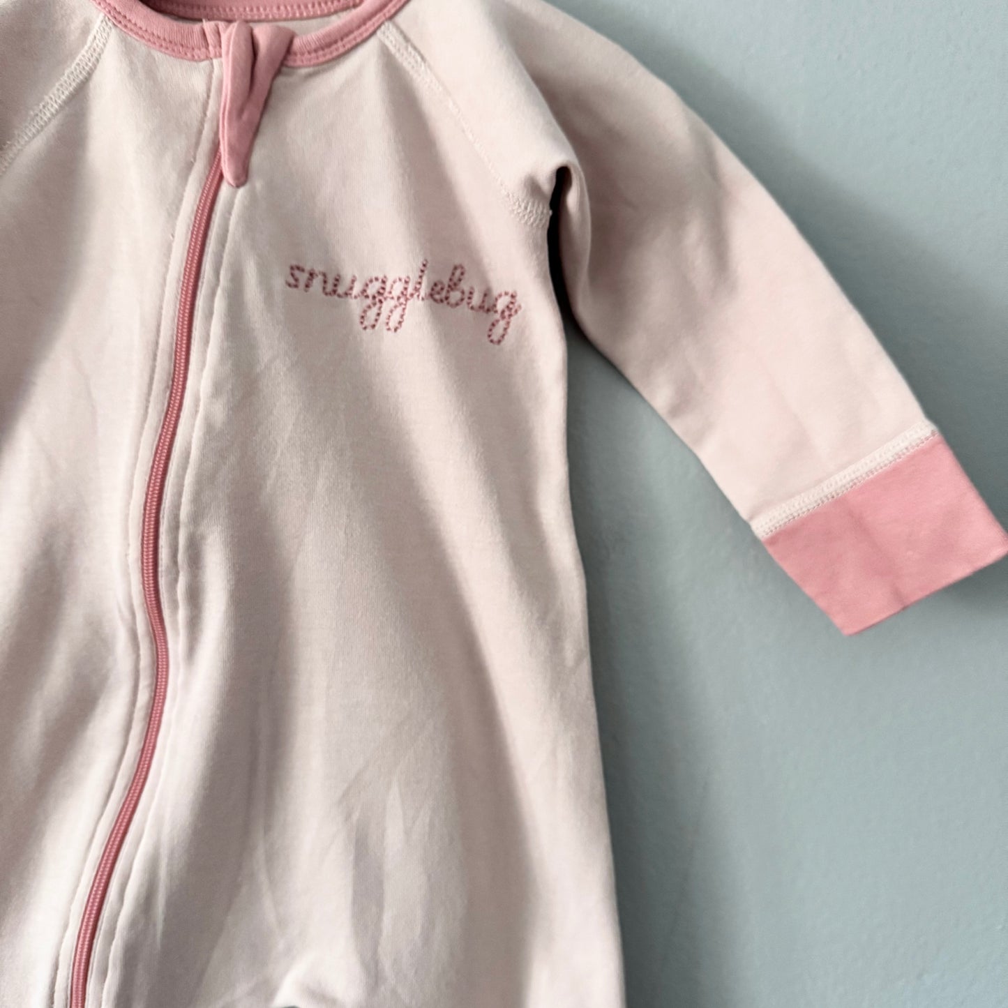 Sapling / Light pink x heart romper / 3-6M