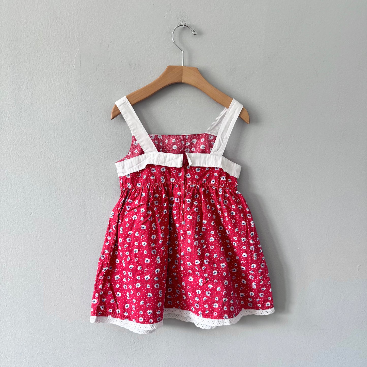 Vintage / White x red cami dress / 4T