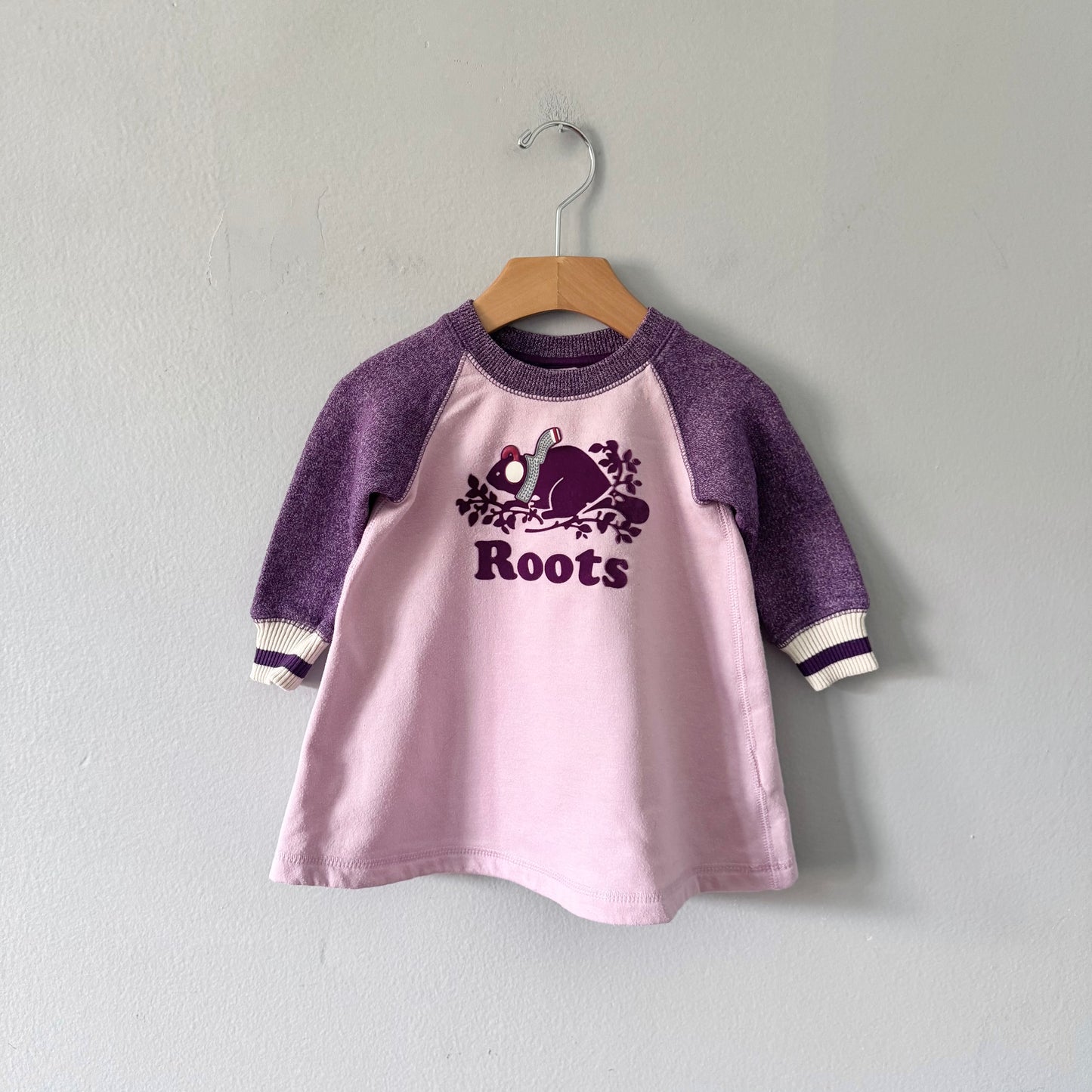 Roots / Pink x purple crew dress / 3-6M