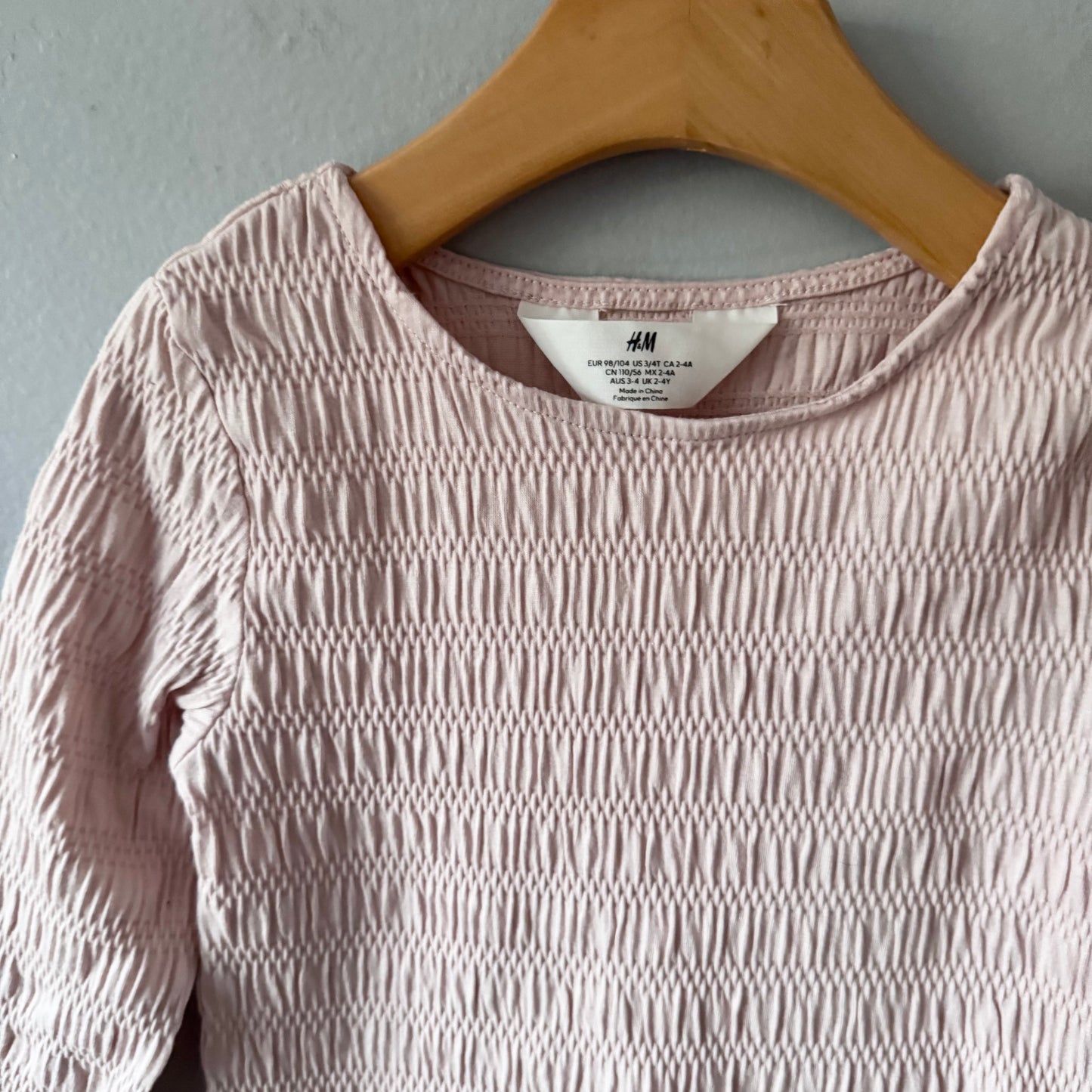 H&M / Long sleeve top - light pink / 2-4Y