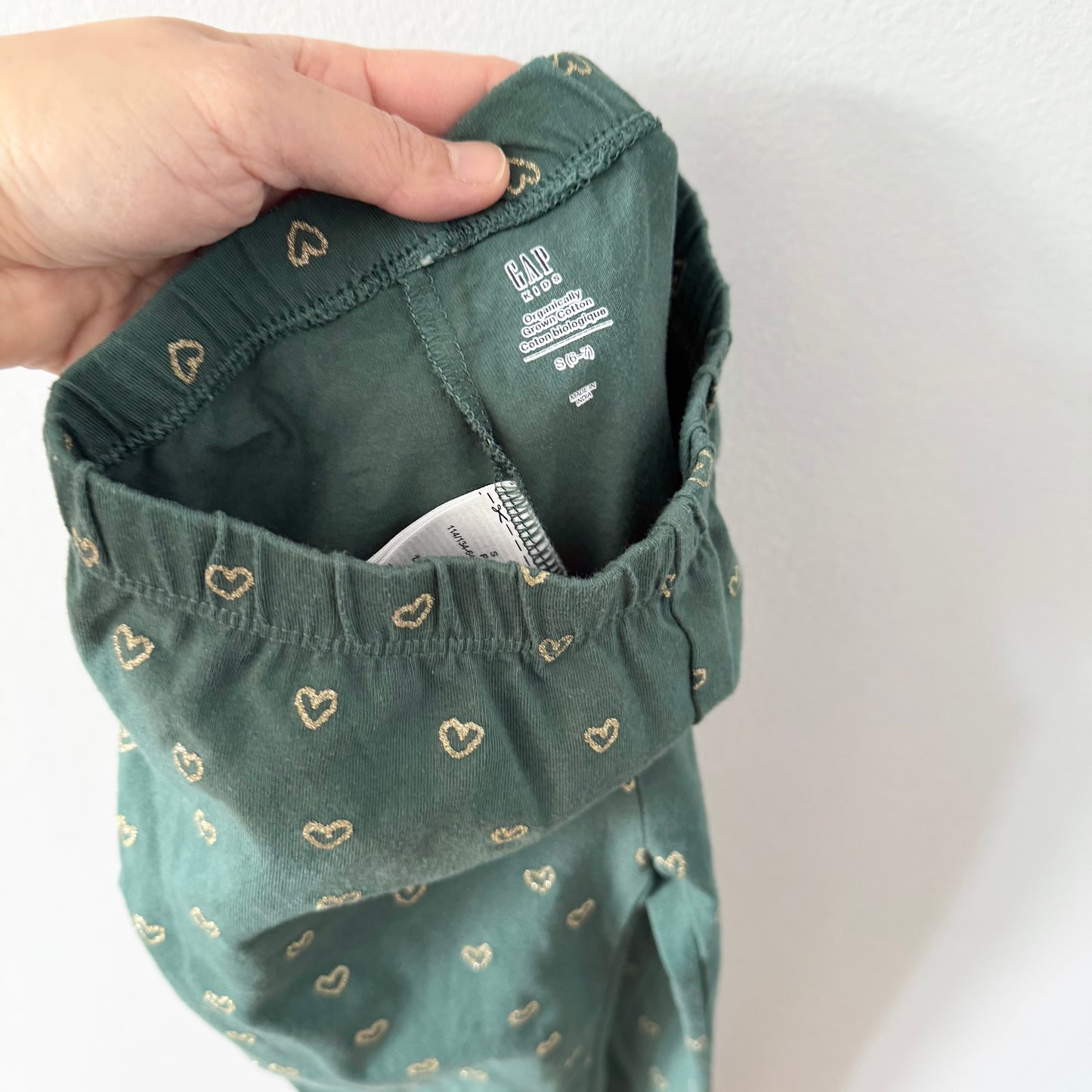 Gap / Green x heart leggings / 6-7Y