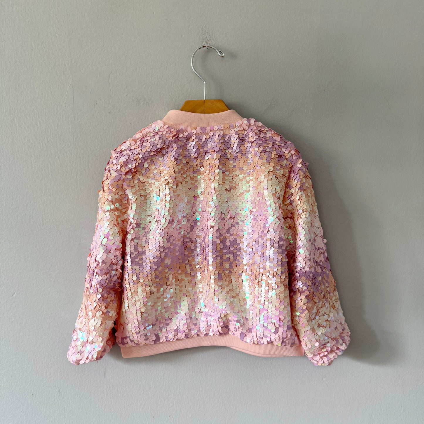 H&M / Pink sequin zip up jacket / 4-5Y