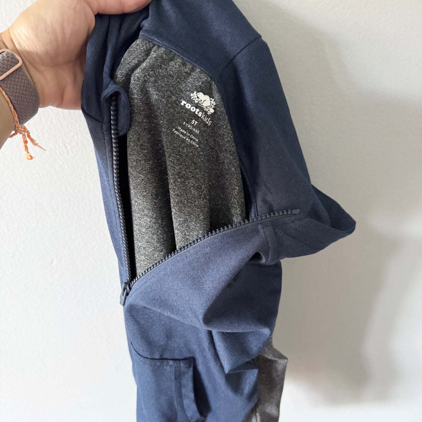 Roots / Navy x dark grey active zip up hoodie / 5T