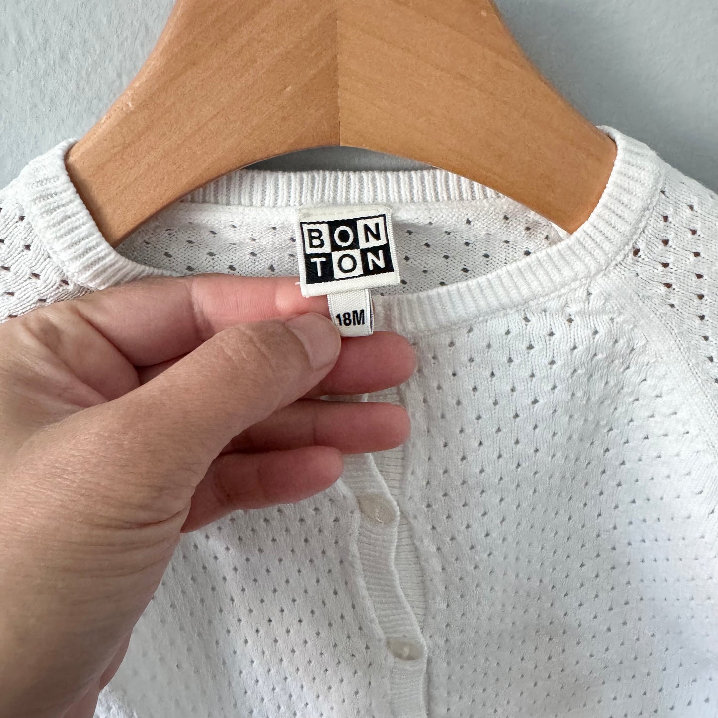 Bonton / White cotton cardigan / 18M
