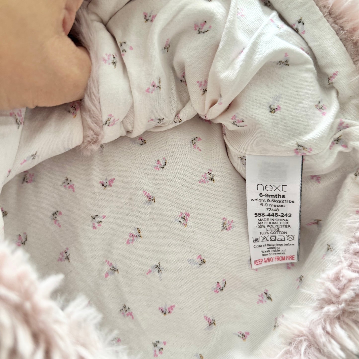 Next / Smokey pink sherpa jacket / 6-9M