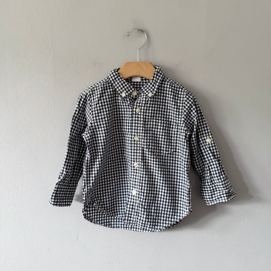 Gap / White navy gingham shirt / 2Y