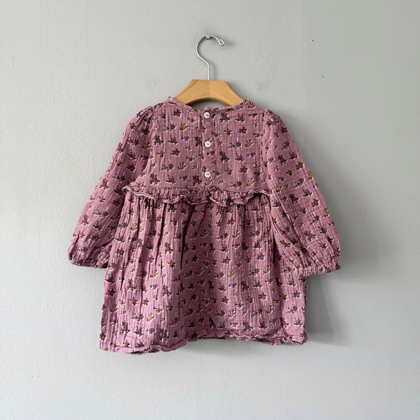 Zara / Purple muslin long sleeve dress / 3Y - 2 available