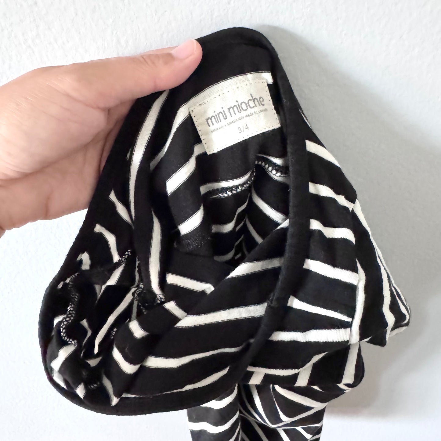 Mini mioche / Black x white stripe twirl dress / 3-4Y