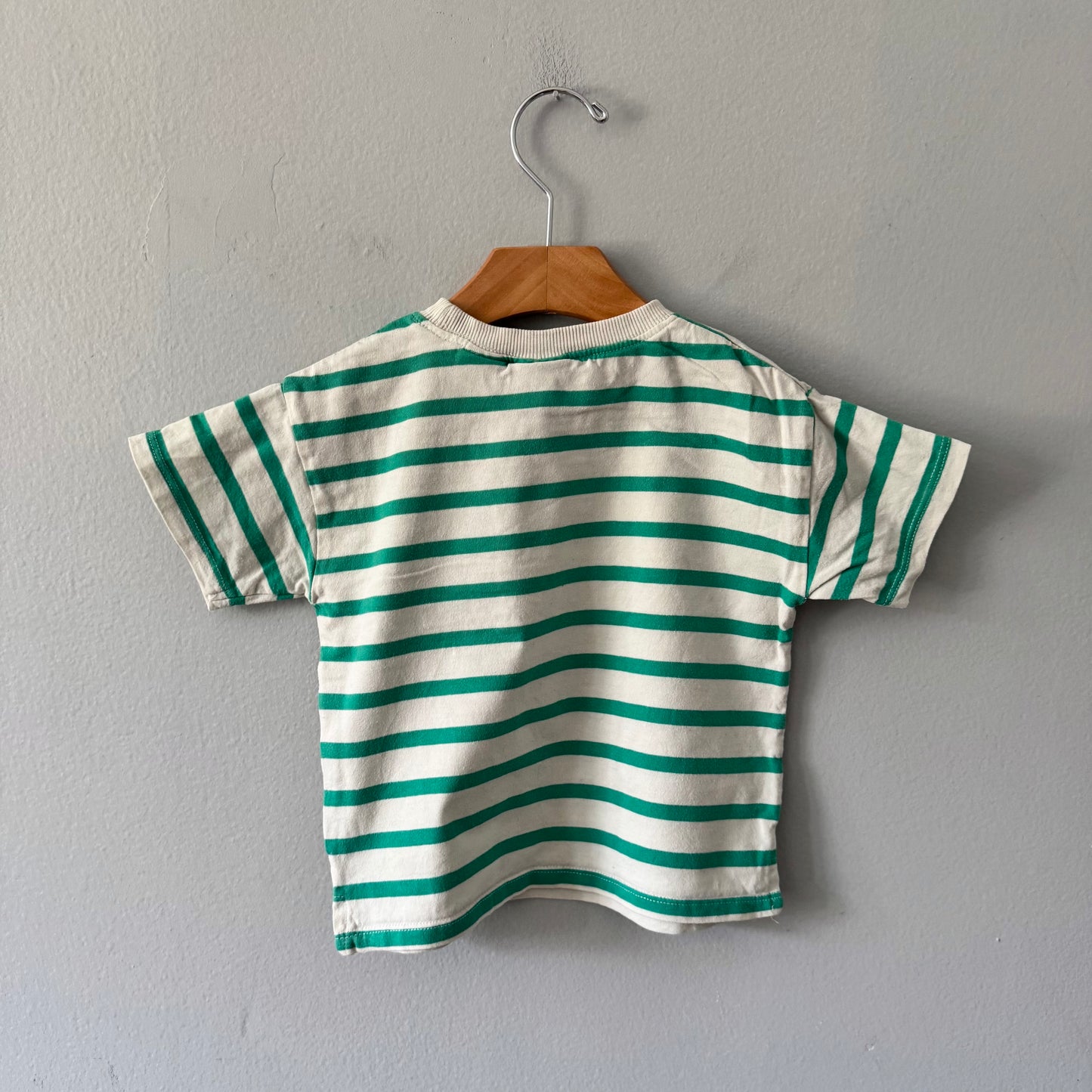 Zara / White x green stripe T-shirt / 2-3Y
