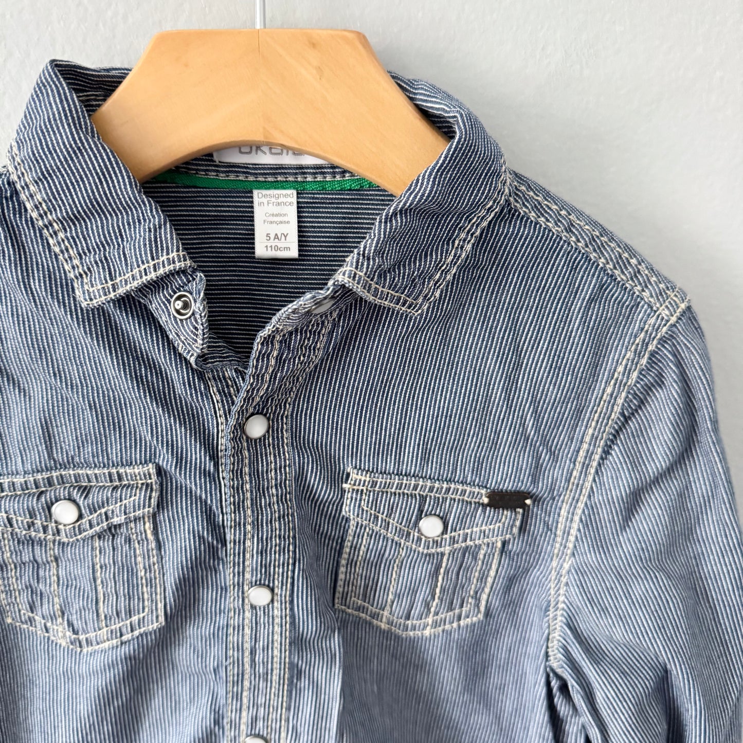 Okaidi / Navy stripe shirt / 5Y