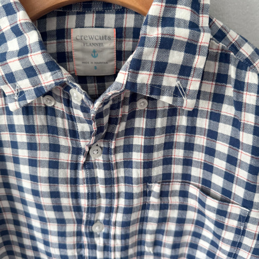 Crewcuts / White blue gingham flannel shirt / 8Y