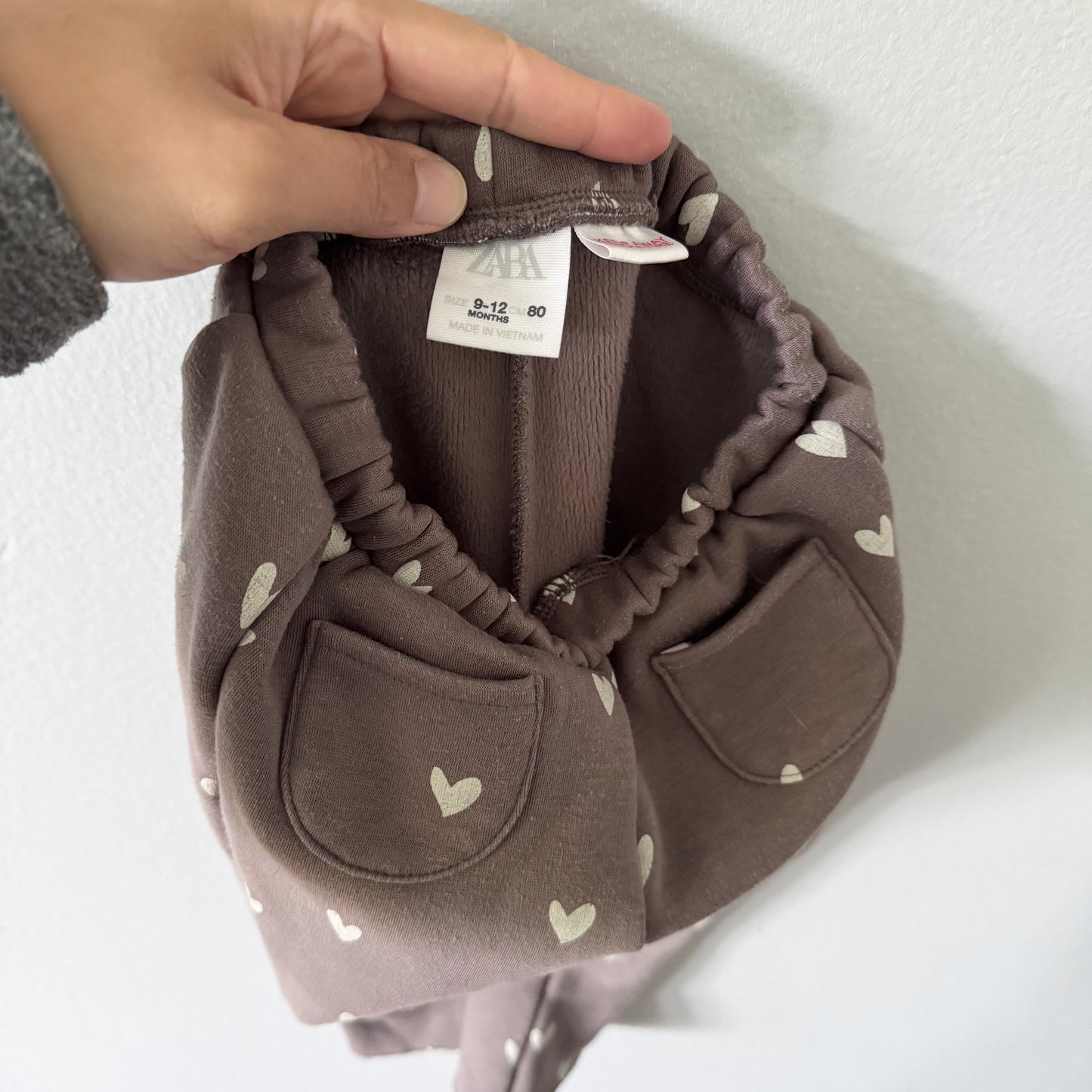 Zara / Grey x heart lined pants / 9-12M