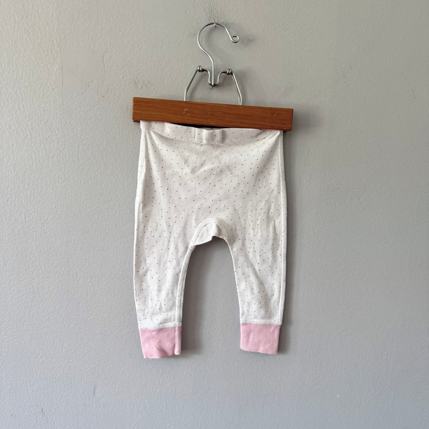 Sapling / White x pink organic cotton pants / 3-6M